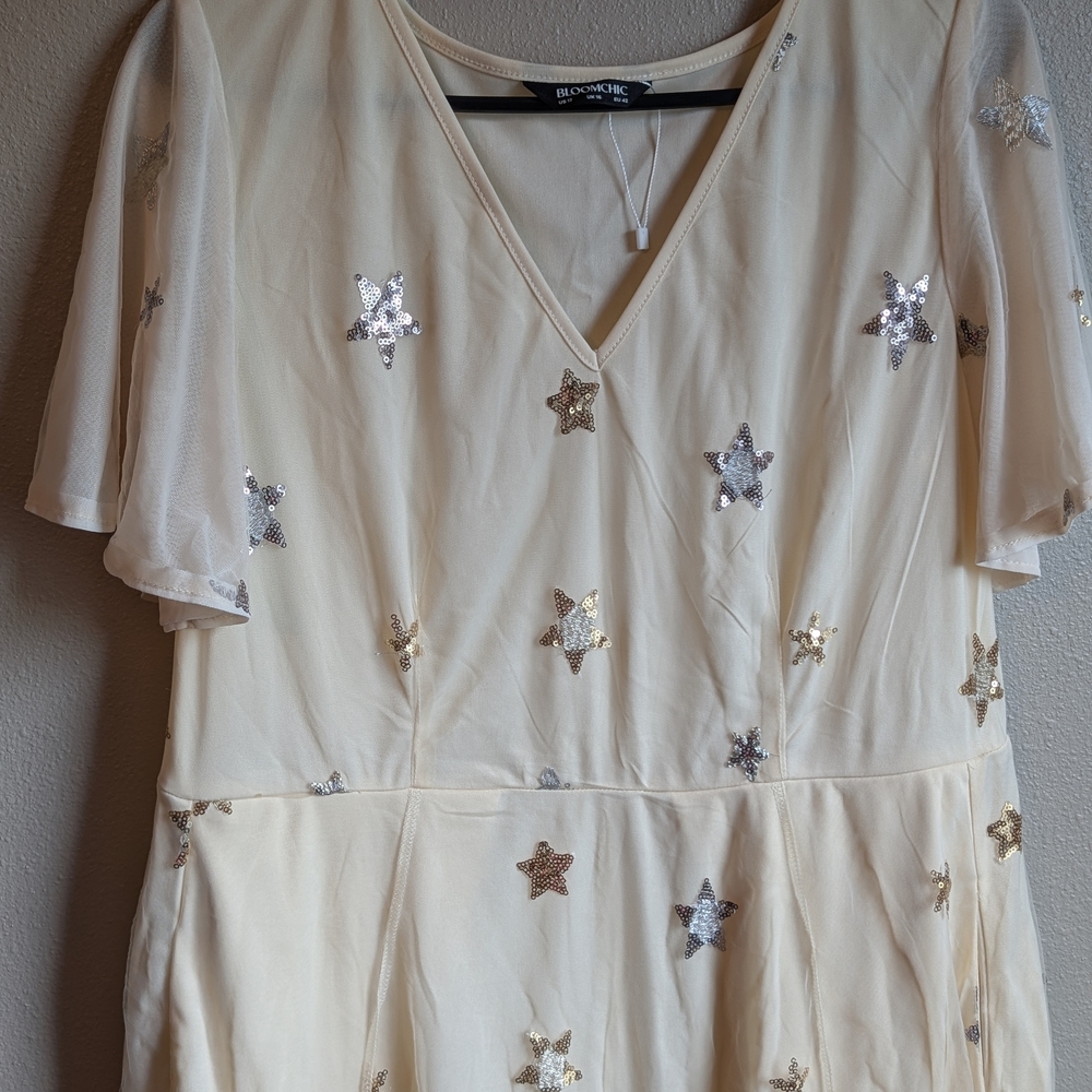 BloomChic Cream Dress with Silver Star Accents - Picture 4 of 5